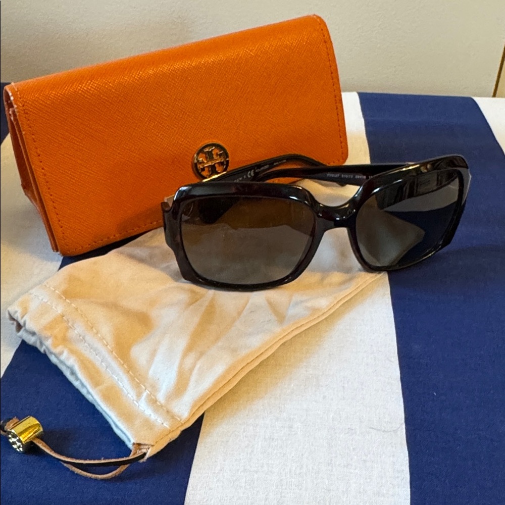 Tory Burch Tortoise Sunglasses with Orange Case